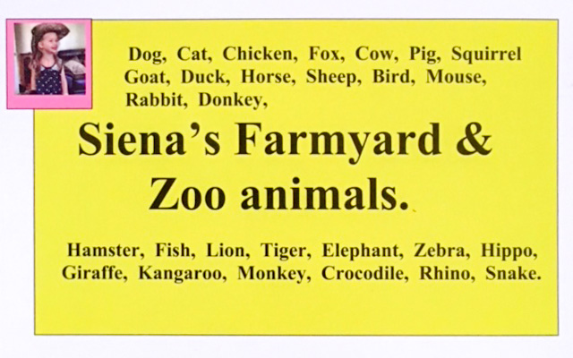 Chat a Sign - Siena's Farmyard and Zoo Animals